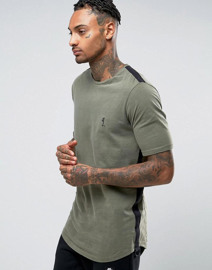 Religion Longline T-shirt With Web Taping - Green
