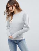 Willow And Paige Fitted Sweater With Balloon Sleeve Detail - Gray