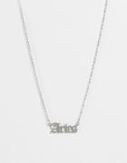 Designb London Aries Stainless Steel Star Sign Necklace In Silver