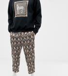Reclaimed Vintage Inspired Snake Skin Print Cropped Relaxed Pants-brown