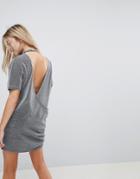 Uncivilised Metallic Open Back T-shirt Dress - Gray