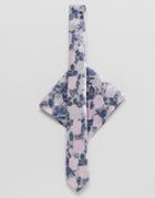 Asos Design Floral Tie & Pink Pocket Square - Gray