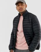 Asos Design Quilted Jacket With Stand Collar In Black