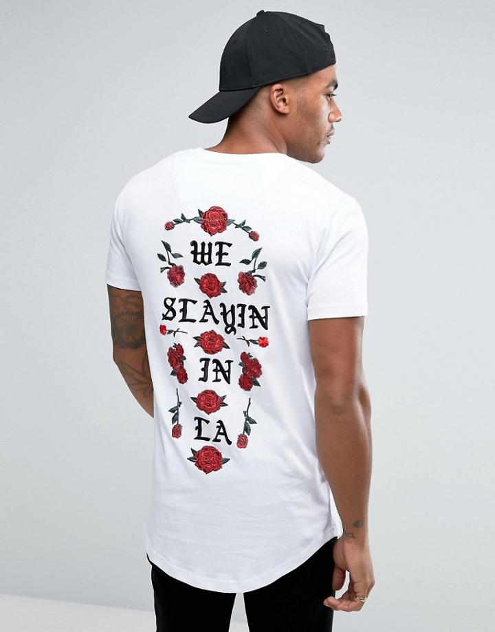 Good For Nothing T-shirt With Rose Back Print - White