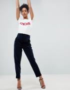 Asos Tailored Slim Pants In Velvet - Navy