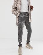 Asos Design Slim Cargo Pants In Gray With Black Trims - Gray