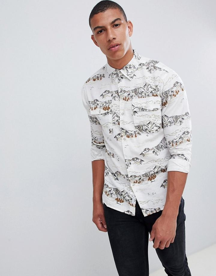 Bellfield Mountain Print Shirt - White