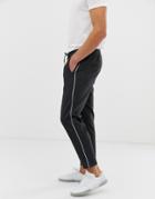 Jack & Jones Tapered Pants In Tailored Fabric And Leg Stripe - Gray