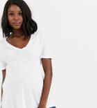 Asos Design Maternity Oversized V Front And V Back T-shirt In White
