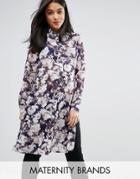 Mama. Licious Floral Printed Long Sleeve Woven Shirt - Multi