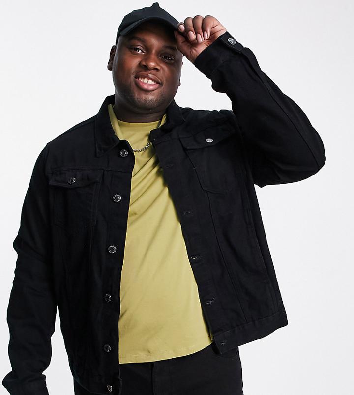 Dtt Plus Slim Fit Denim Jacket In Black