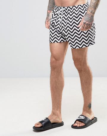 Kiss This! Small Zig Zag Swim Shorts - Black