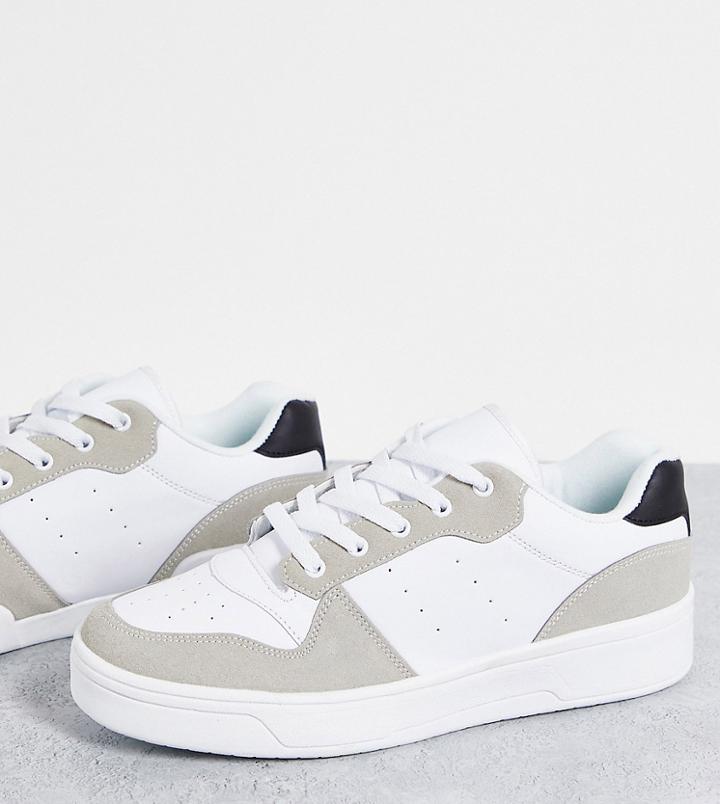 Truffle Collection Wide Fit Lace Up Sneakers In Gray Mix