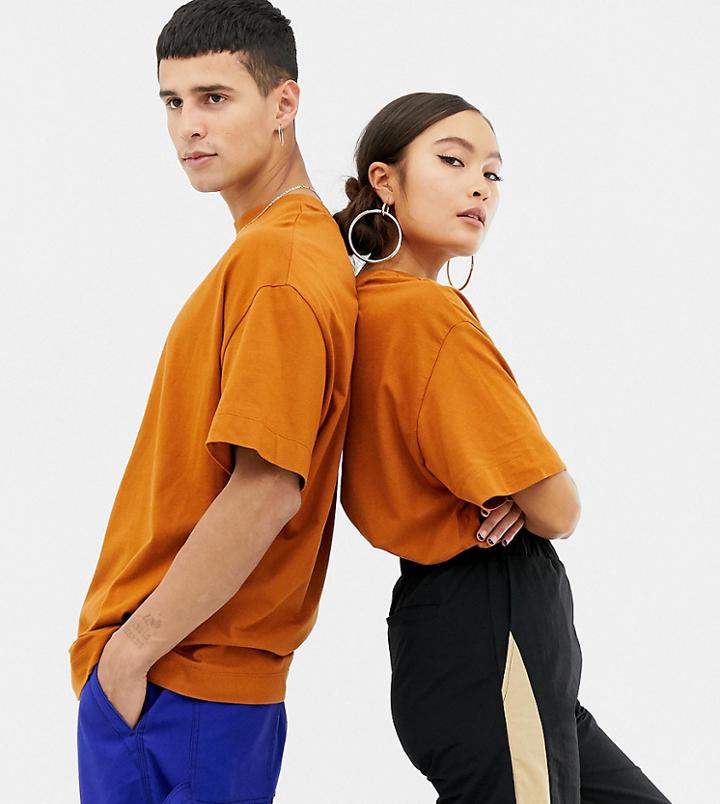 Collusion Unisex T-shirt In Tobacco - Brown