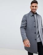 Asos Design Wool Mix Trench Coat In Light Gray - Gray