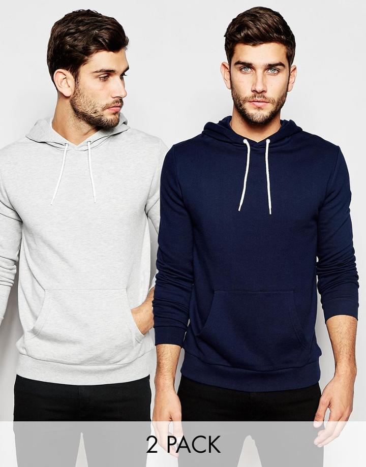 Asos Hoodie 2 Pack Navy/ Gray Marl Save 17%