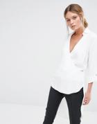 Closet Cross Over V-neck High Low Blouse - White