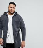 Asos Plus Knitted Parka In Charcoal - Gray