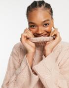 Native Youth Oversize Cable Knit Sweater In Dusty Pink