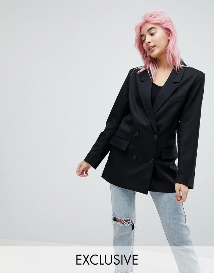 Monki Double Breasted Blazer - Black