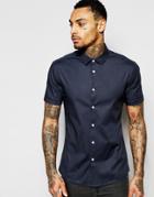 Asos Skinny Shirt In Charcoal With Short Sleeves - Charcoal