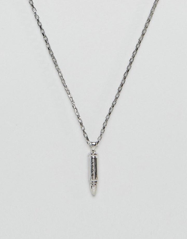 Icon Brand Premium Bullet Pendant Necklace In Antique Silver - Silver