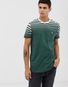 Original Penguin Icon Logo Graduated Stripe T-shirt In Dark Green - Green