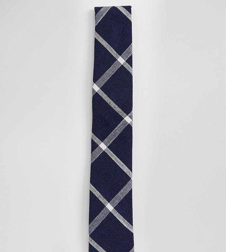 Noak Tie In Large Navy Check - Navy