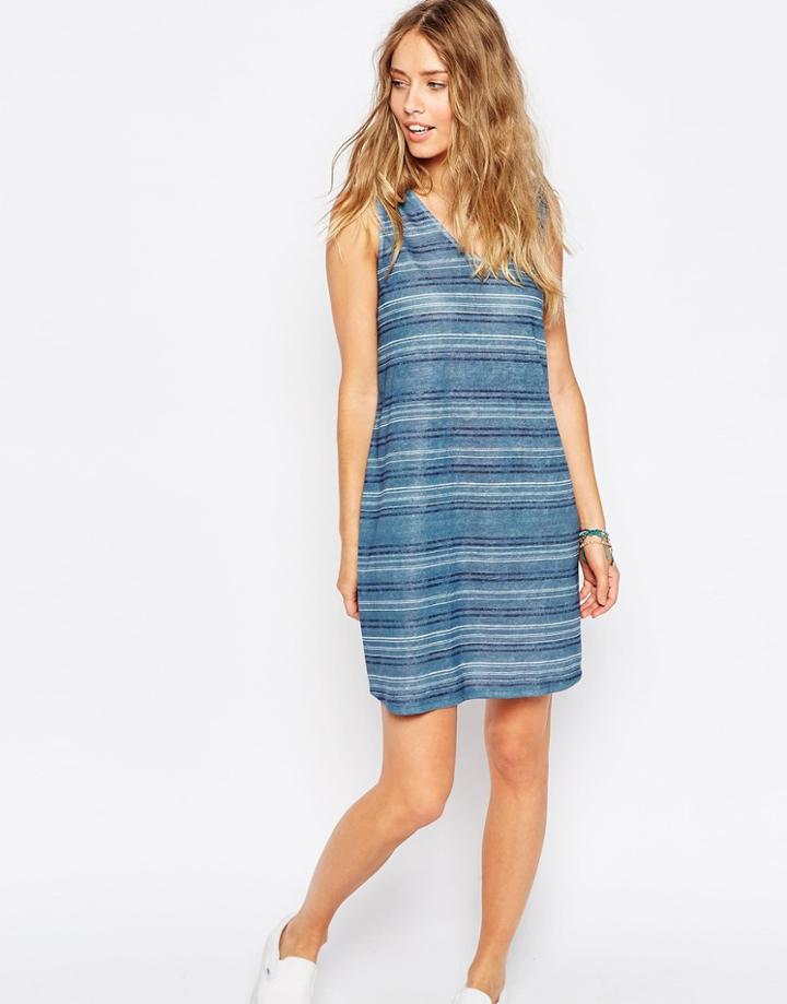 Asos Shift Dress In Natural Fibre Stripe - Multi