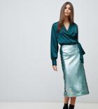 Mango Sequin Detail Midi Skirt In Turquoise - Blue