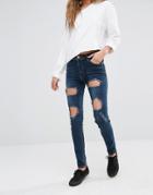 Good Vibes Bad Daze Ripped Skinny Jeans - Surf Blue