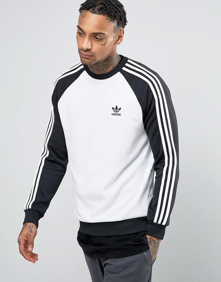 Adidas Originals Superstar Crew Neck Sweatshirt In White Bk5822 - Blac
