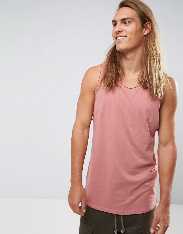 Bershka Tank With Dropped Armhole In Pink - Pink