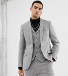 Heart & Dagger Slim Fit Suit Jacket In Gray Herringbone - Gray