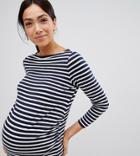 Asos Design Maternity Stripe Slouchy Long Sleeve T-shirt-multi