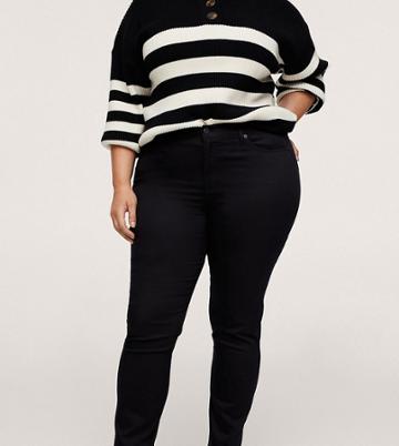 Mango Curve Straight Leg Jeans In Black