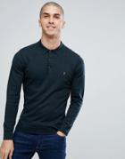 Farah Farson Slim Fit Long Sleeve Knitted Polo In Black Marl - Black