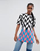 Asos T-shirt With Chevron Print - Multi