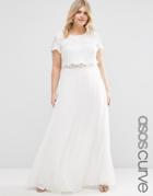 Asos Curve Maxi Dress With Lace Crop Top - Ivory