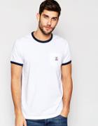 Franklin And Marshall Crew Neck Tee With Contrast Neck - White