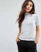 Only High Neck Knitted T-shirt - Gray
