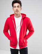 New Look Zip Through Hoodie In Red - Red