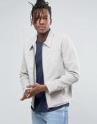 Selected Homme Zip Through Suede Jacket - Stone
