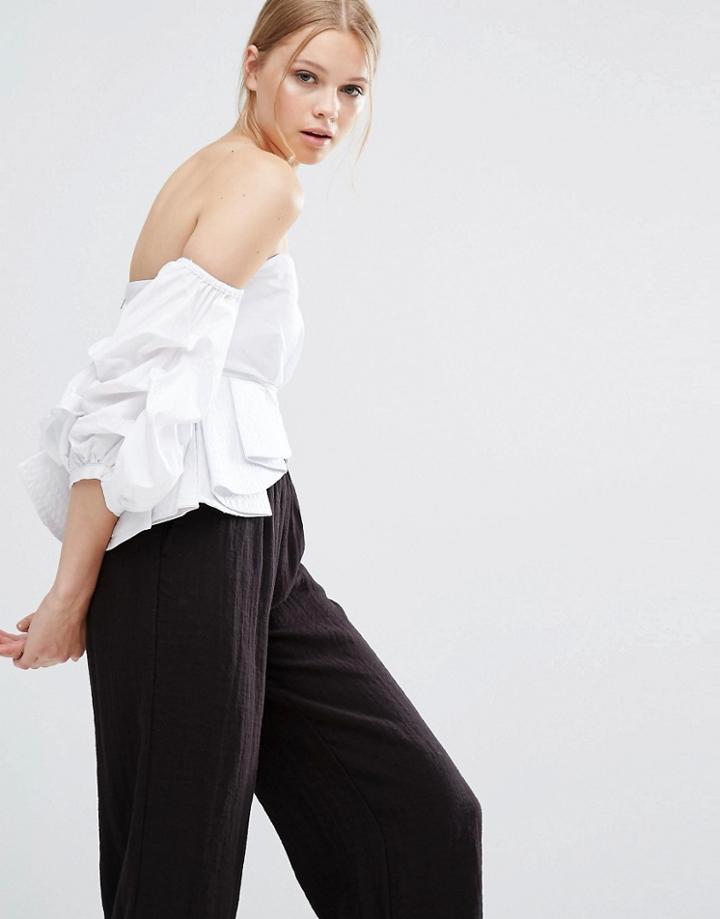 Style Mafia Ruffle Off Shoulder Top - White