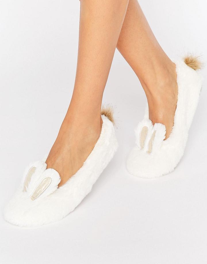 New Look Bunny Ballerina Slippers - White