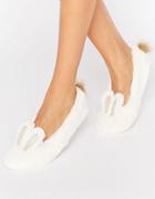 New Look Bunny Ballerina Slippers - White