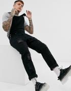 Liquor N Poker Overalls Straight Fit Extreme Rips In Black