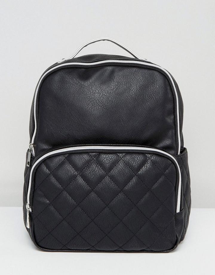 Liquorish Quilted Pocket Backpack - Black