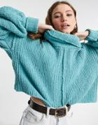 Free People Be Yours Funnel Neck Balloon Sleeve Sweater In Blue-blues