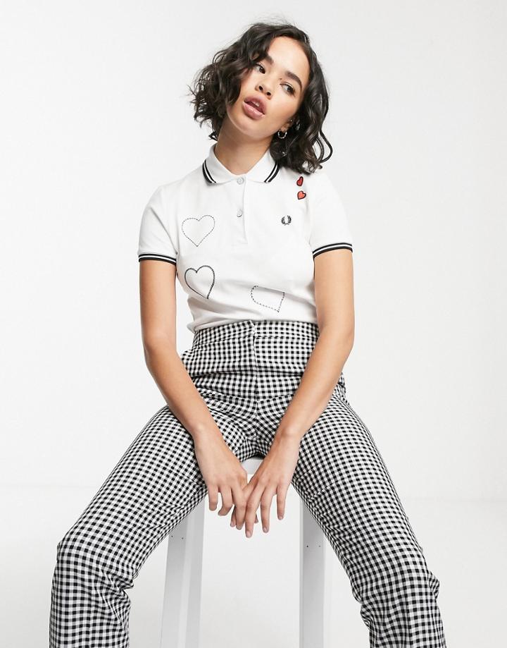 Fred Perry X Amy Winehouse Foundation Embroidered Heart Polo - White